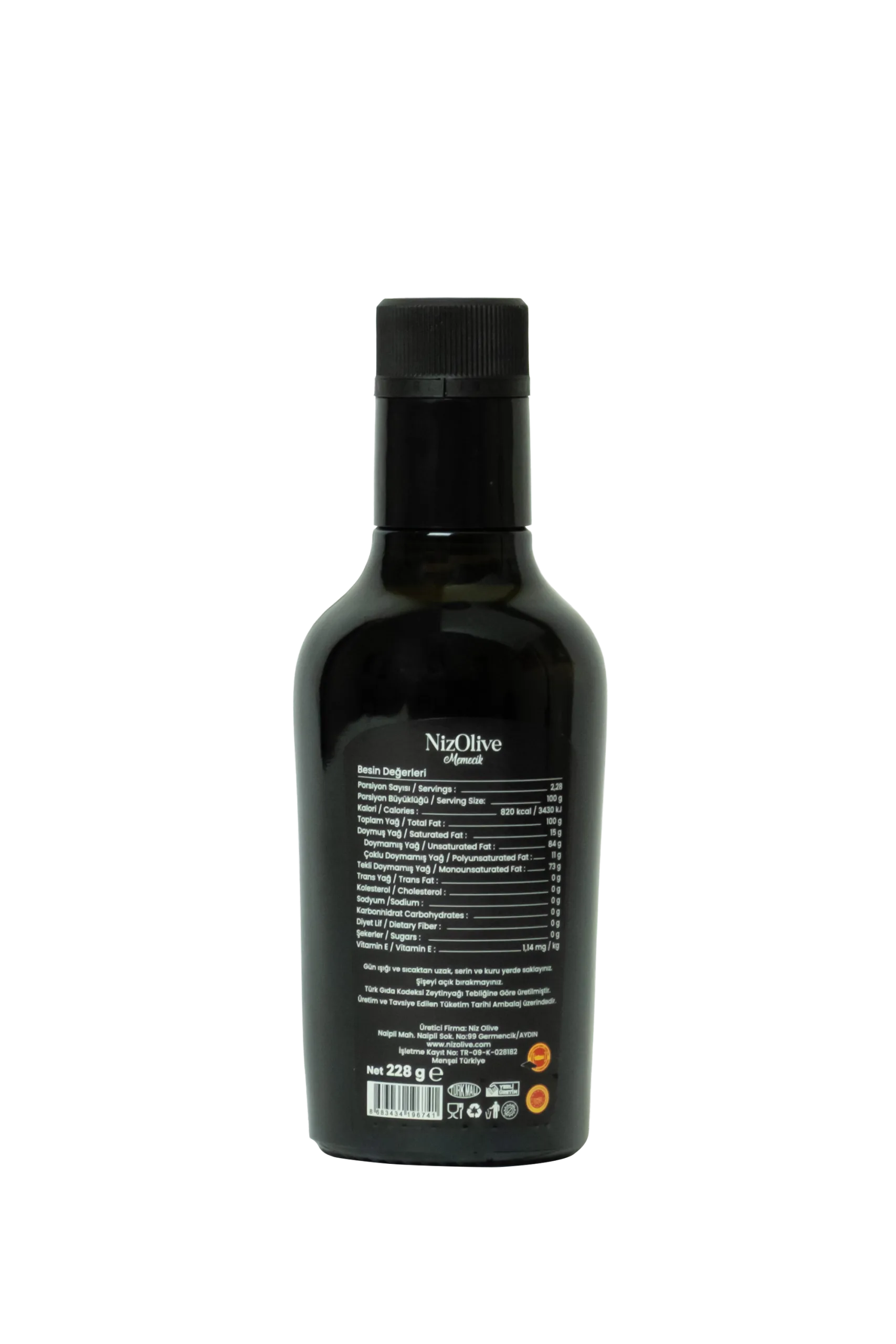 Memecik Early Harvest Cold Pressed Olive Oil 250 ML Black Bottle - Image 3