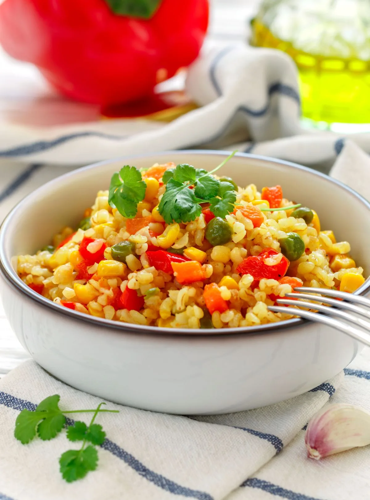 Zeytinyağlı Sebzeli Bulgur Pilavı